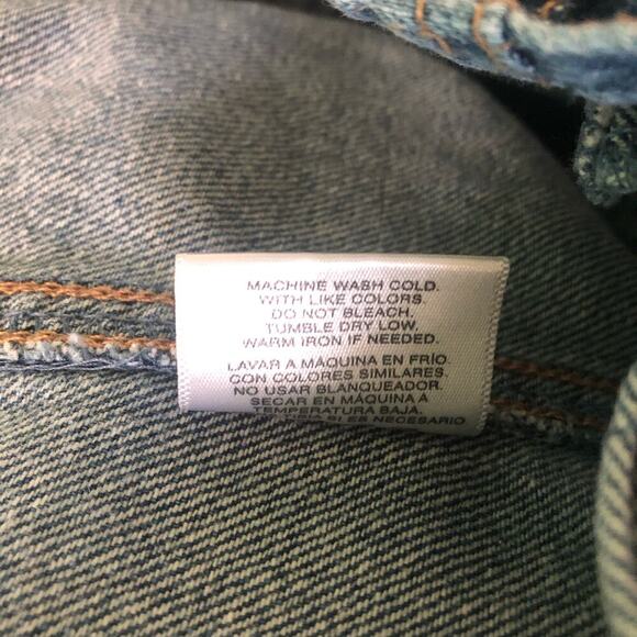 Roebuck & Co. Girl's Embroidered Flowers Jean Jacket Front Pockets Medium 10/12 - Picture 6 of 9